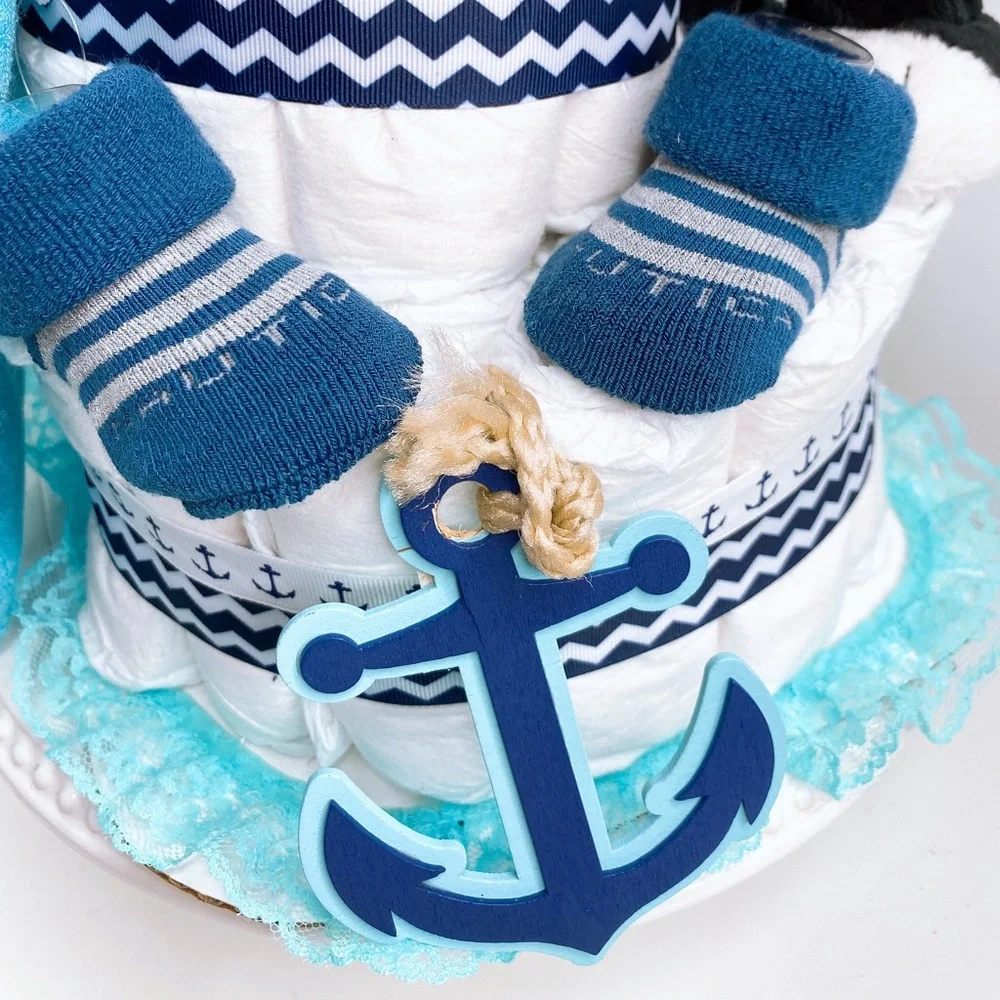 Nautical Diaper Cake, Doggy Diaper Cake